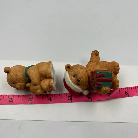 Avon Vintage 1990 Christmas Ceramic Decorative Teddy Bear Family Santa Hat Gift - Picture 3 of 8